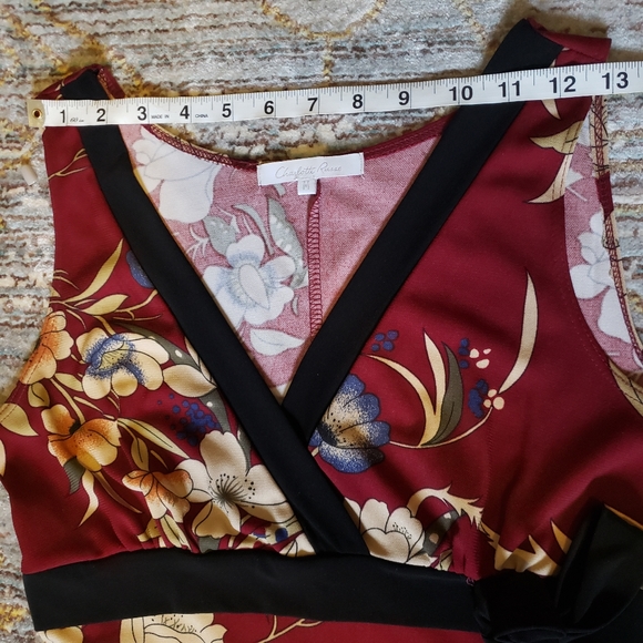 Bias-cut flutter bottom red floral dress, Charlotte Russe size M - Picture 9 of 13